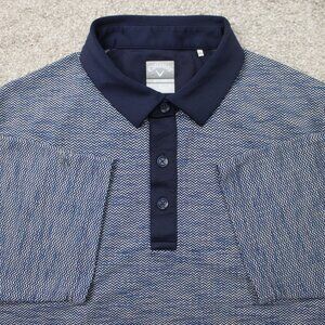 Callaway Polo Shirt Men Large Blue Opti-Dri Golf Polyester Short Sleeve Pullover